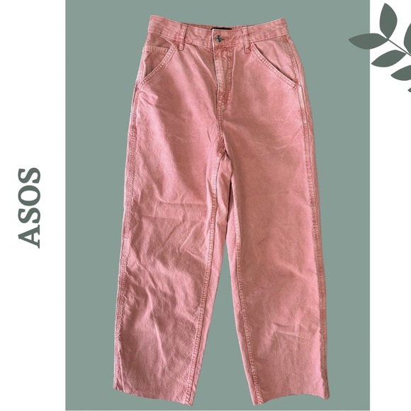 Asos Pink Peach Straight Leg Colored Denim Pant Size 4 - Picture 1 of 7